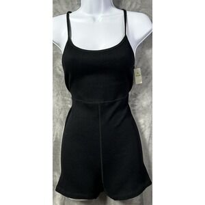Offline by Aerie Ribbed Romper Black Sleeveless One Piece Size L NWT